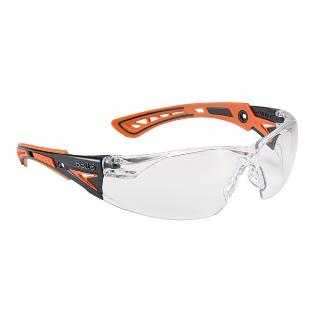 Bolle RUSH+ Safety Spectacles - Clear Lens - Orange (RUSHPPSIO)