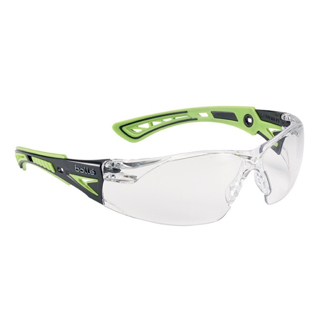 Bolle RUSH+ Safety Spectacles - Clear Lens - Green (RUSHPPSIG)