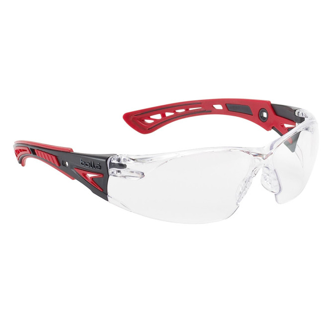 Bolle RUSH+ Safety Spectacles - Clear Lens - Red (RUSHPPSI)