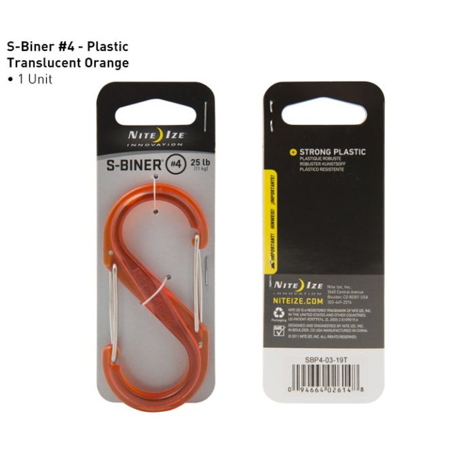 Nite Ize - Plastic S-Biner Size 4 - Orange Translucent