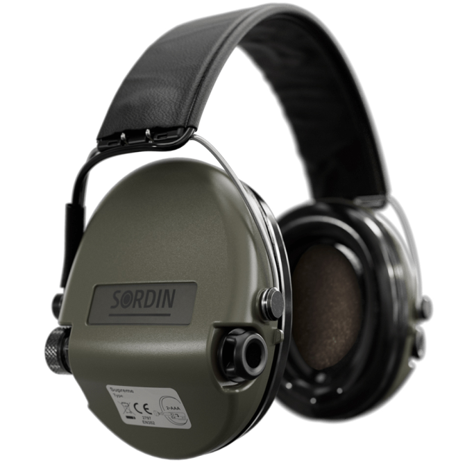 Sordin Supreme Basic AUX Active Earmuffs - Olive