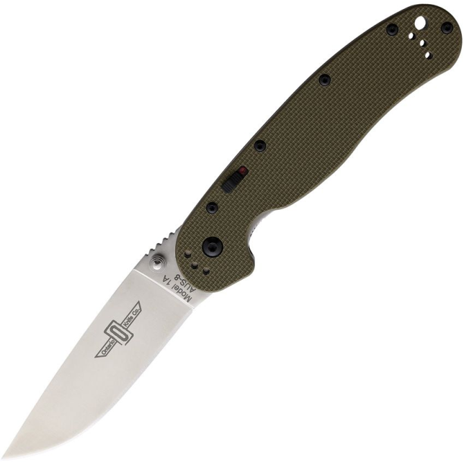 Ontario RAT-1 Assisted Opener Folder Satin Plain - Olive Drab 8870OD