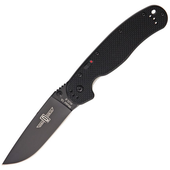 Ontario RAT-1 Assisted Opener Folder Black Plain - 8871