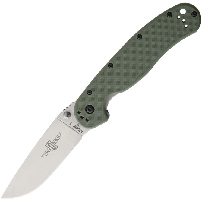 Ontario RAT-1 D2 Folder Silver Plain Olive Drab - 8867OD