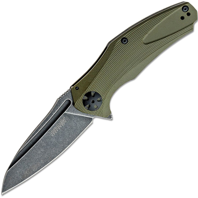 Kershaw Natrix Assisted Flipper Black Washed Olive Knife (7007OLBW)